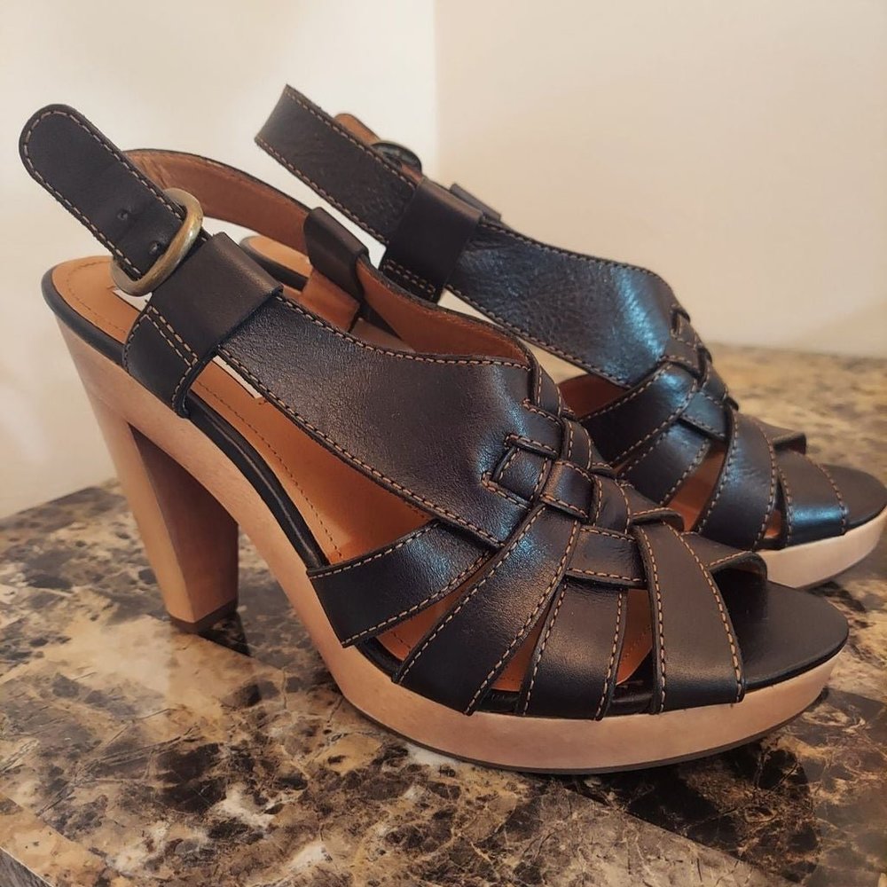 Steve Madden Black Chunky Leather Heel sz 8
